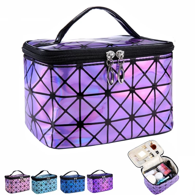 Multifunctional Waterproof Cosmetic Bag Women Leather Travel Make up Organizer Zipper Makeup Case Pouch Laser PU Bags Logo