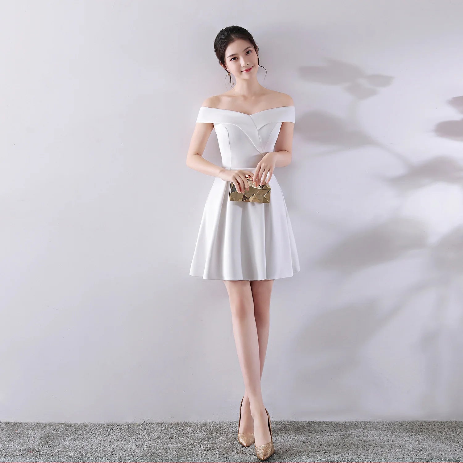 1329# Toasting Brides Spring Wedding New Summer Red Short - Shoulder Back Door Small Dress