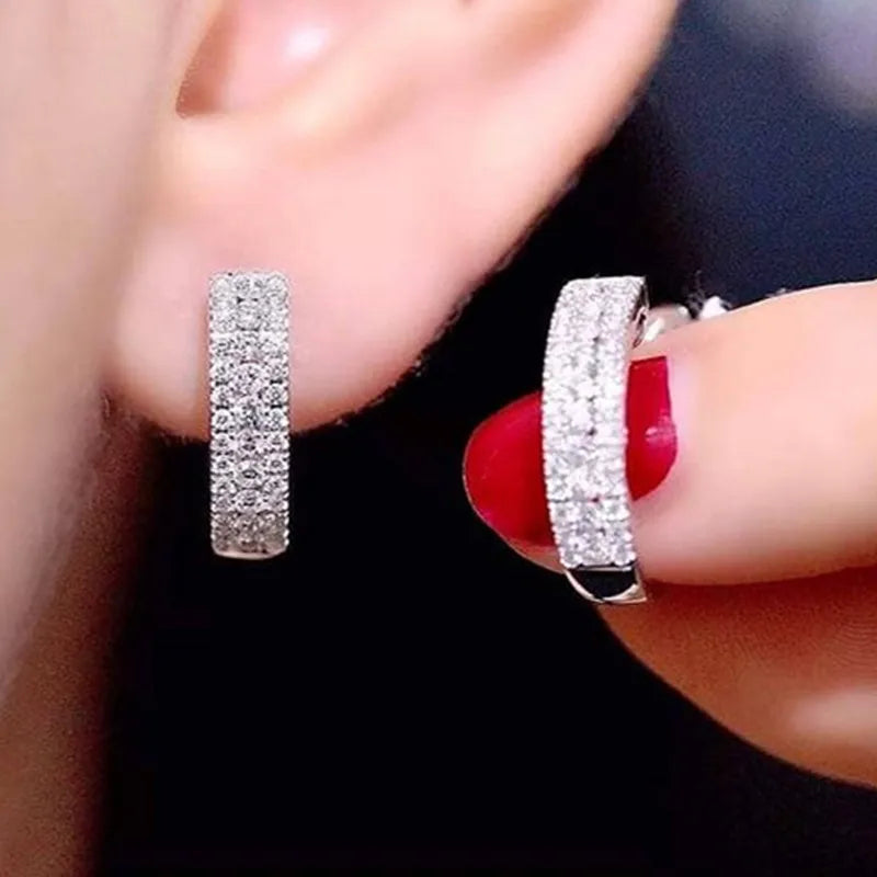 CAOSHI High Quality Silver Color Hoop Earrings Women Micro Paved CZ Stone Fashion Versatile Girls Circle Earrings Trendy Jewelry