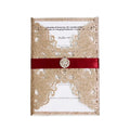 Laser Glitter Invited Cards Rose Gold Lace Invitation Cards With Ribbon and Buckle