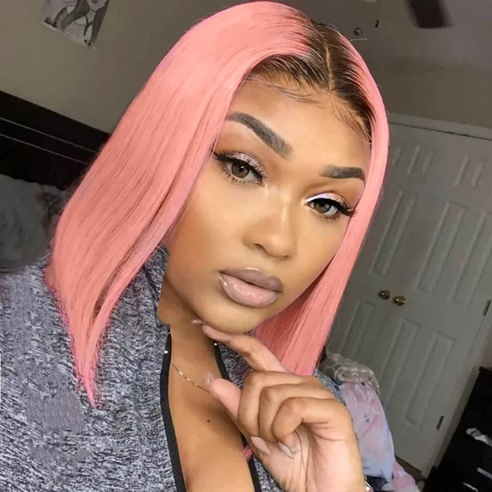 Cheap Short Wigs Raw Peruvian Bob WigBob Wigs Brazilian Human Hair Lace Front4*4 13*4 8-14 Inch Glueless Bob Wigs With Bangs