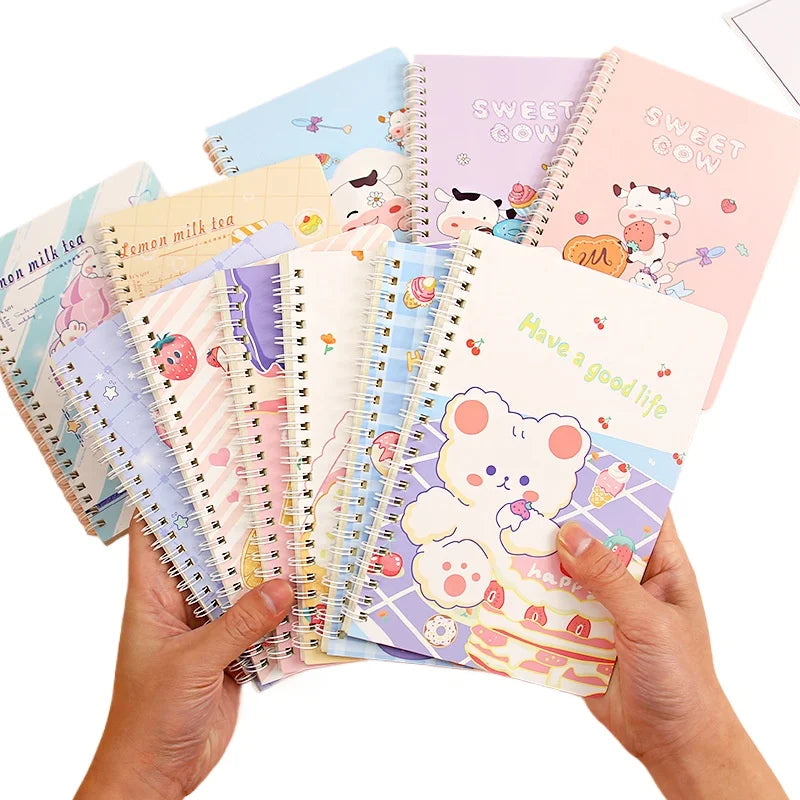 Cute Cartoon Coil Book Junior High School Student A5 Notebook Girl Heart Thickened Notepad Primary School Horizontal Line Diary