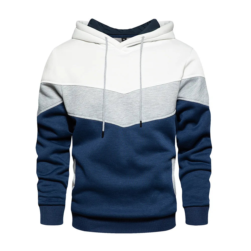 Autumn Winter Youth Hoodie Color-Matched Loose Casual Pullover Hooded Collar Side Seam Insert Bag Hoodie