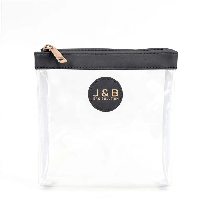 Women Clear PVC Cosmetic Bag Waterproof Transparent Makeup Organizer Hot Stamping PVC Travel Zipper Pouches Toiletry Bags Eco