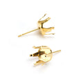 3-10mm Zircon Stainless Steel Six Prong Earrings Holder Posts Gold Plated Claw Stud Earring Base for Diamond Gems Jewelry Making