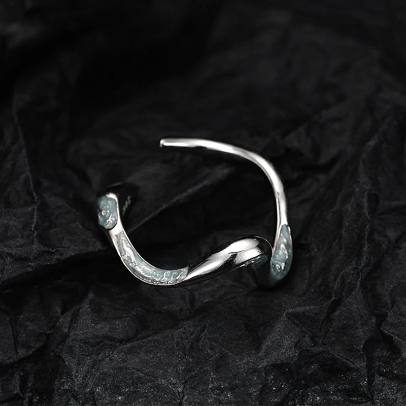 ICEBELA Jewelry 925 Sterling Silver Ice Blue Drops Glue Exotic Serpentine High-grade Original Snake Design Ring