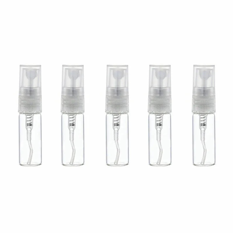 Spray Bottle 3ml Mini Round Perfume Glass Vial Bottle Sample Refillable Portable Transparent Cap Empty Screw Cap Bottle