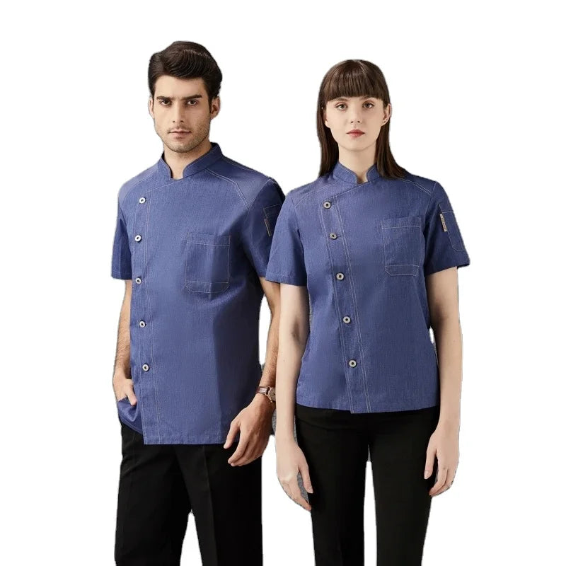 Wholesale Men Women Unisex Kitchen Short Sleeve Restaurant Baker Cafe Cooking Chef Jacket Cook Chef Uniform Chef Coat