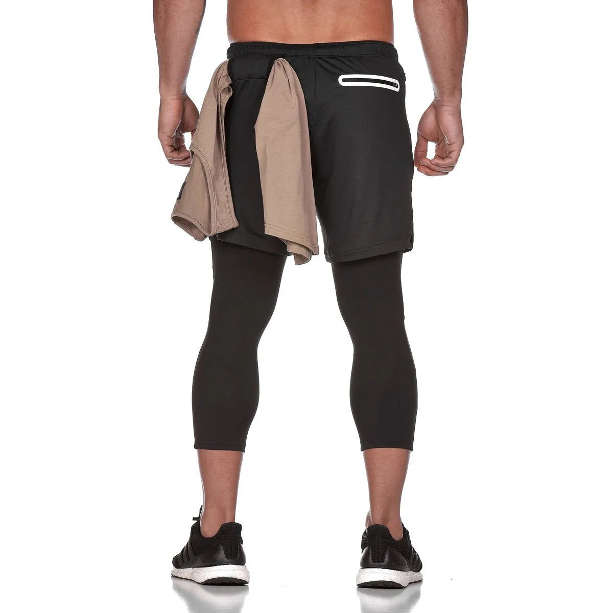 Wholesale Camo/solid 2in1 Running Shorts Men Double-deck Quick Dry Gym Training Sport Short Pants