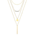 316L Stainless Steel  Long Smooth Pattern Disc Pendant 4 Multi Layer Crystal Beads Link Necklace