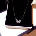 Women's Fashion Butterfly-Shaped Sparkling Zirconia Pendant Necklace Copper Jewelry