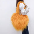 Fur Winter Women Handbags Plush Ladies Heart Shaped Shoulder Bag Cute Female Clutch Purse Love Handbags