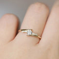 CAOSHI Copper Jewelry 18k Gold Plated Round Cut Ring Simulate Moissanite Stone Cubic Zirconia Engagement Wedding Rings for Women