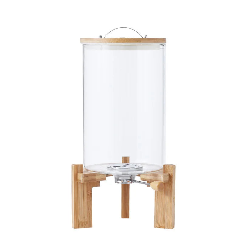 5L Race Dispenser Glass Storage Jars With Bamboo Lids Sets