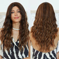 Japan Future Fiber Brown Long Curly Wave Lace Front Synthetic Heat Resistant Fibers Wigs Chocolate Wig