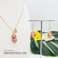 Hawaiian Jewelry Wholesale Fashion Sets Wired Gold Leaf Pendant Handmade Pearl Necklace