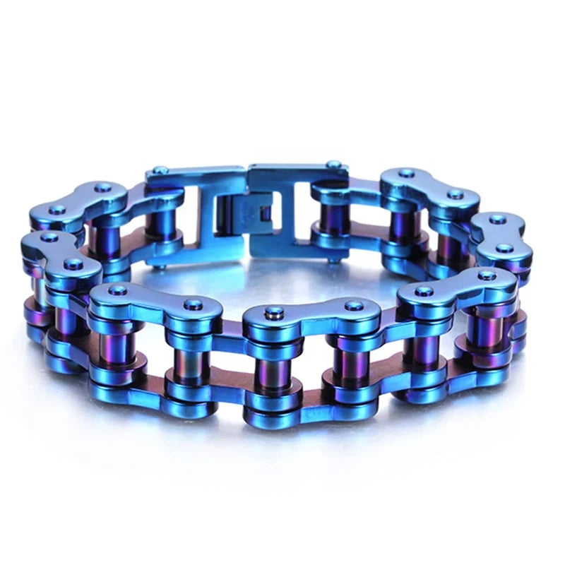 New Stainless Steel Men's and Women's Fashion Personality Dark Blue Bicycle Chain Bracelet