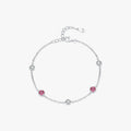 925 Sterling Silver Dazzling Prong Setting Round Red CZ Link Chain Adjustable Bracelet for Women