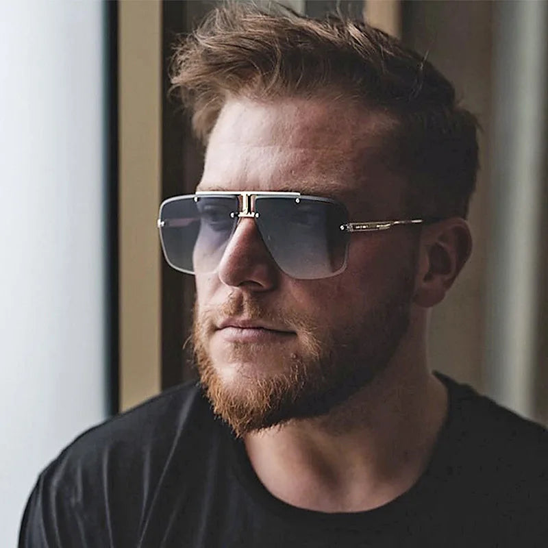 Vintage Fashion Rimless Pilot Sunglasses Men Luxury Classic Brand Designer Metal Sun Glasses for Male Travel Driving Ins Eyewear