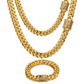 DUYIZHAO Hot Selling Stainless Steel 18K Gold Plated Tarnish Free Miami Cuban Link Hip Hop Jewelry Necklace Bracelet for Rapper