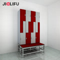 Commercial Waterproof Gym Personal Z Locker and Bench Maded of Compact Laminate Panel Waterproof