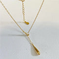 Chic 18k Gold Plating Teardrop Shaped Pendant Necklace 925 Sterling Silver Waterdrop Necklace for Girls
