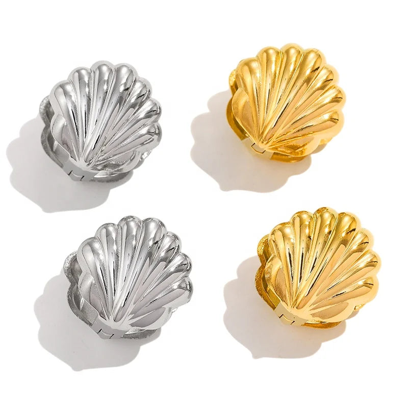 MICCI Bulk Wholesale Stainless Steel Jewelry Fashion Jewelry 18K Gold Plated Tarnish Free Luxury Shell Earrings