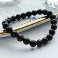 8mm Black Obsidian Bead Bracelet Natural Agate Crystal Ball Gemstone Chakra Healing for Men and Women Healing Gift