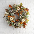 Manufacturer Direct Sale Plastic Rattan Maple Leaves Thanksgiving Autumn Pumpkin Wreath 40/45cm Home Decoration