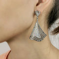 New Fashion Statement Geometric Full Rhinestone Crystal Drop Earrings Wedding Bridal Cloak Dangle Earrings for Women