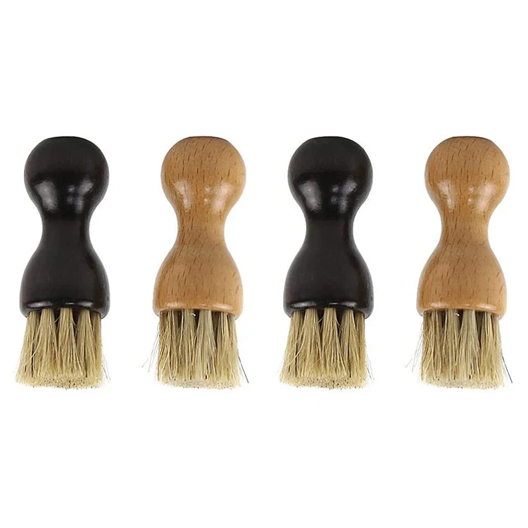 Custom logo Mini Wooden Handle Leather Polish Brush Boar Bristle Shoe Cleaning Brush