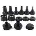 Black 1/2" ~2" Female Thread ABS Plastic IBC Tank Adapter Water Tap Valve Replacement Fittings Garden Agriculture Irrigation