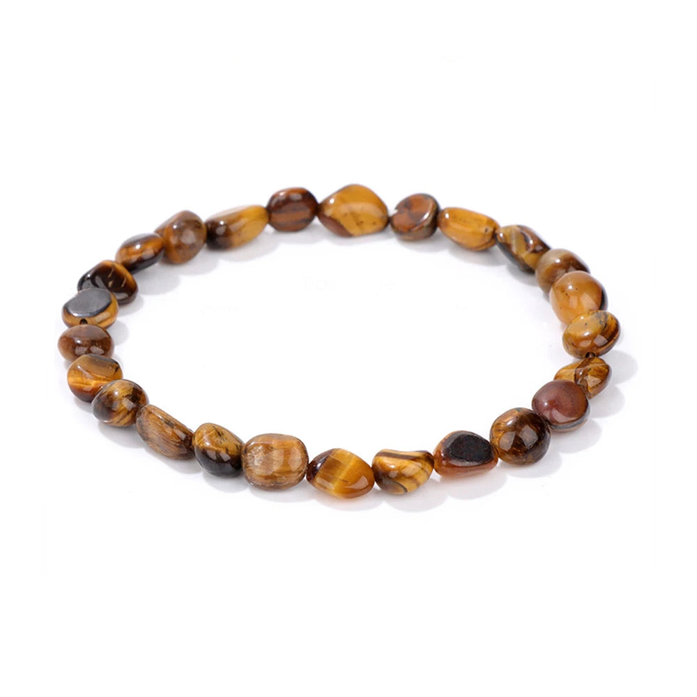 Wholesale Gold Plated Amethyst Natural Stone Bracelets Irregular Healing Crystal Beaded Stretch Strings for Women and Men