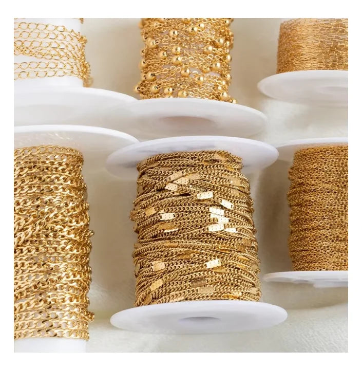 Fashion Stainless Steel Waterproof 18k Gold Filled Chain Roll Extension O Cross Chain Jewelry Make Body Chain Diy Jewelry