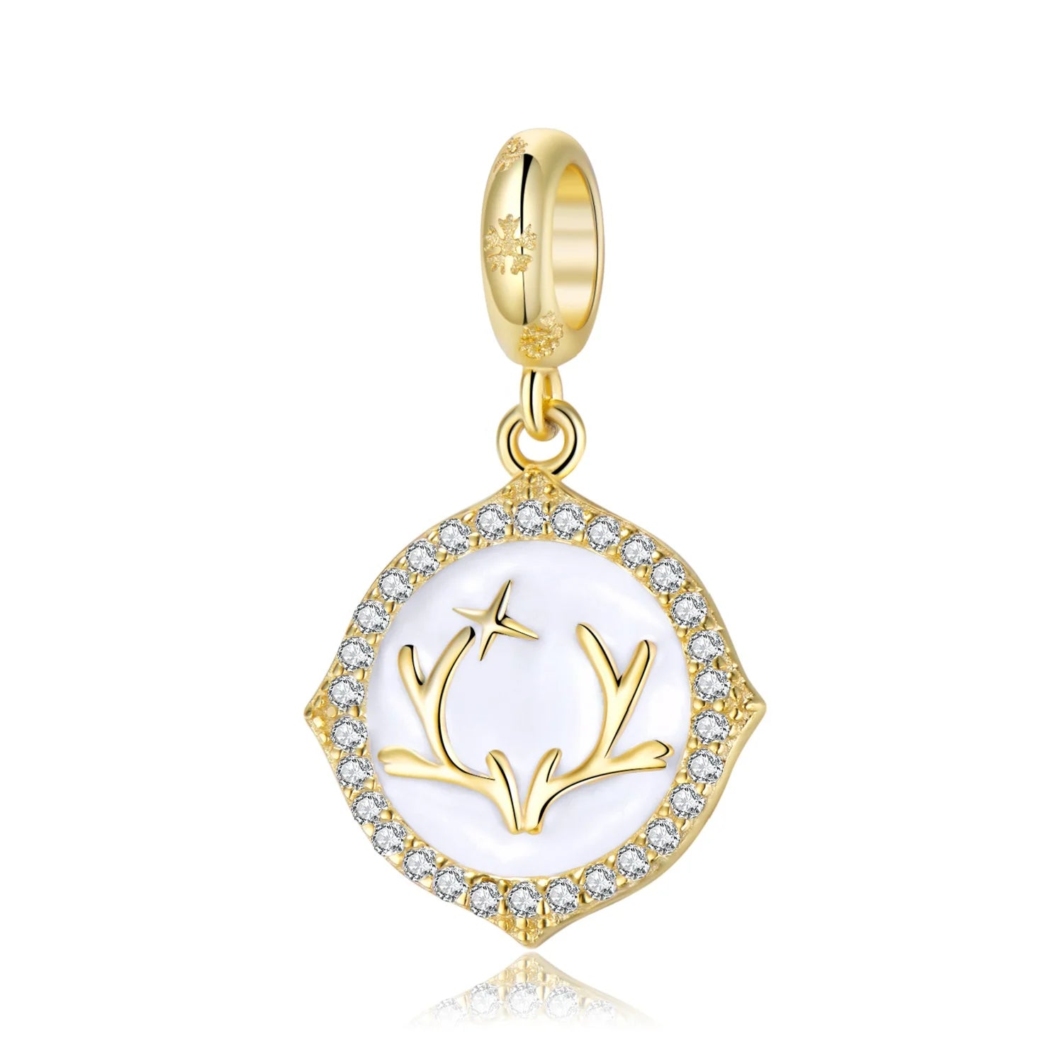 Golden Geometric Elk Pendant New Designer Charms 925 Sterling Sliver Enamel Beads Fit Original Bracelet Jewelry Christmas Gift