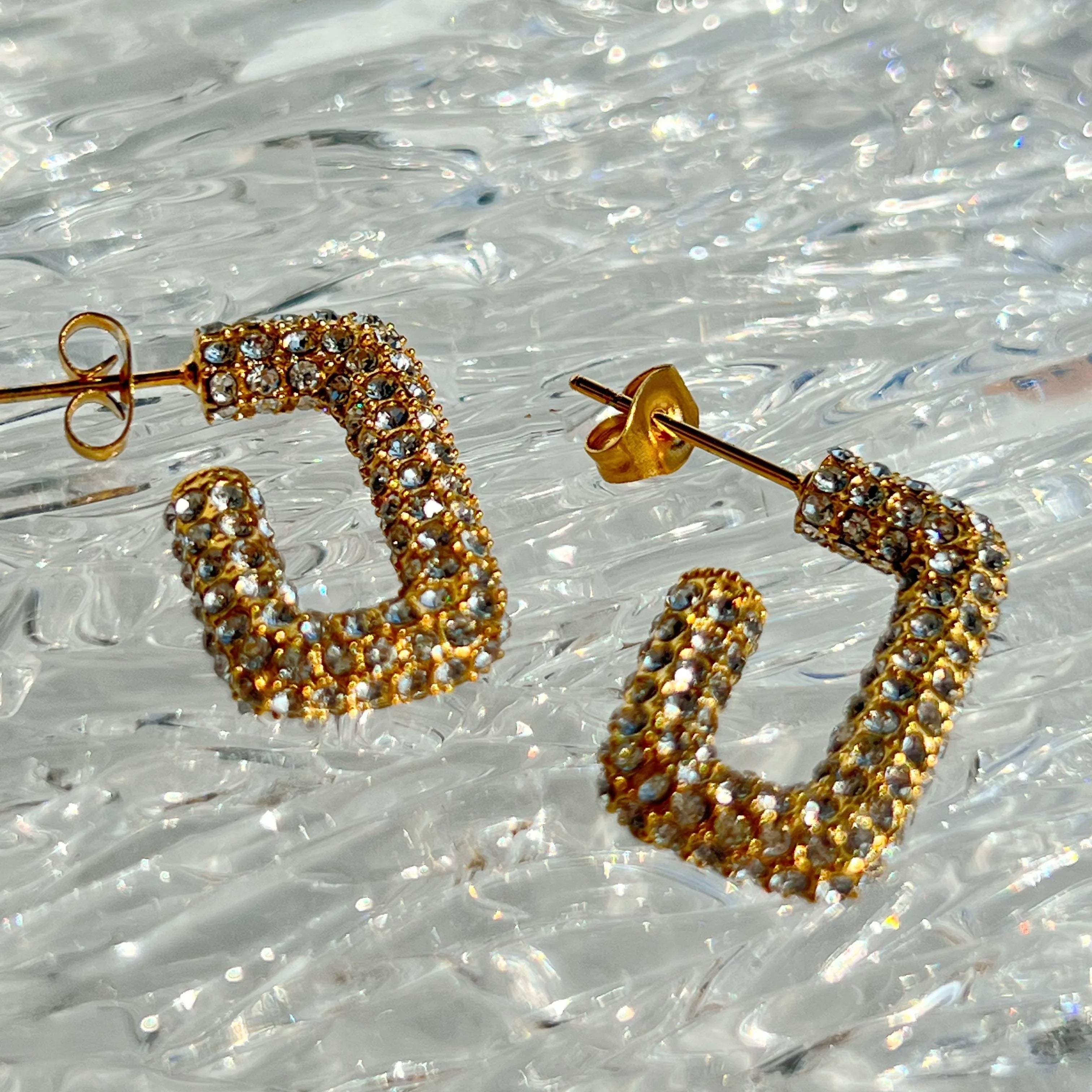 2024 Dazan New 18k Gold Plated Stainless Steel Hypoallergenic Iced Out Cubic Zirconia Waterproof Tarnish Free Earrings Women