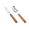 Campingmoon Outdoor Camping Accessories Tableware Set  Picnic Wooden Handle  Stainless Steel Forks and Spoon Set