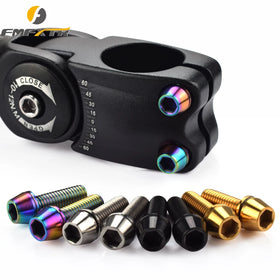 FMFXTR Titanium Bolts Screws M5 X 20mm M6x20 Conical Head Bolts With Washer for Bicycle Stems Blue Black Titanium Rainbow Gold