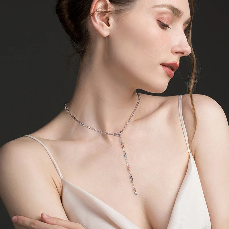 925 Sterling Silver Flat Paperclip Link Chain Necklace Rhodium 14K Gold Plated Italian Style Heavy Gauge Wholesale OEM