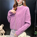Autumn and Winter Knit Top Solid Color Casual O-neck Sweater Knitted Pullover Sweater for Woman