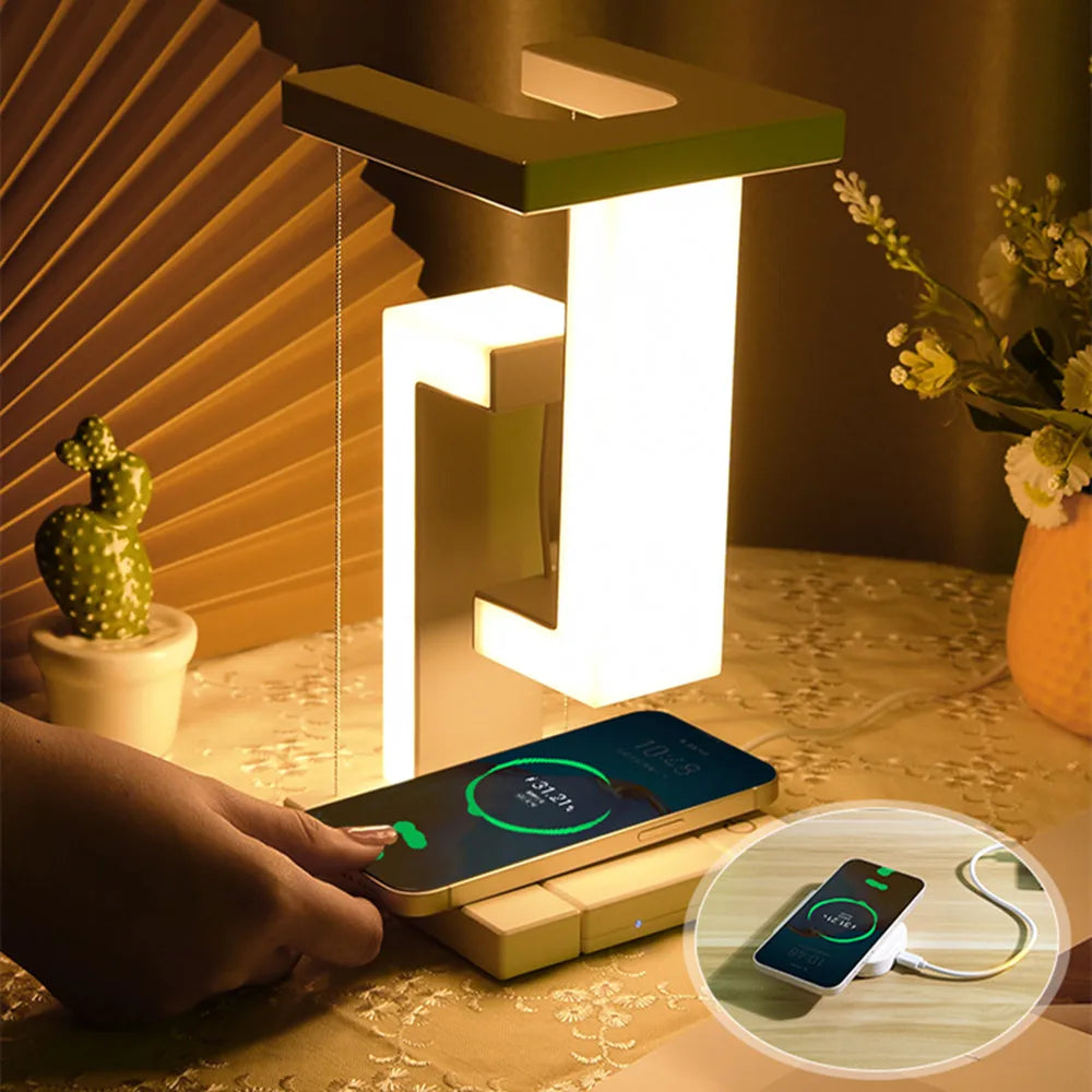 ABS Anti-Gravity Reading Desk Lamp Magnetic Levitation Square-shaped Shade DC Power Supply for Bedroom Study Office Decor