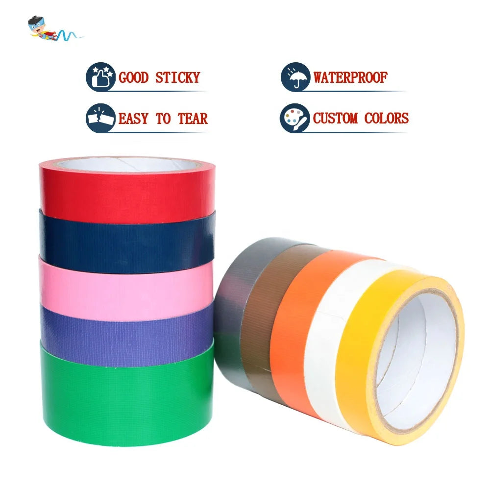 2- Recyclable Silver Gray Grey Yellow Red Black White Orange Blue Purple Green Brown Pink Duck Cloth Duct Self Adhesive Tape