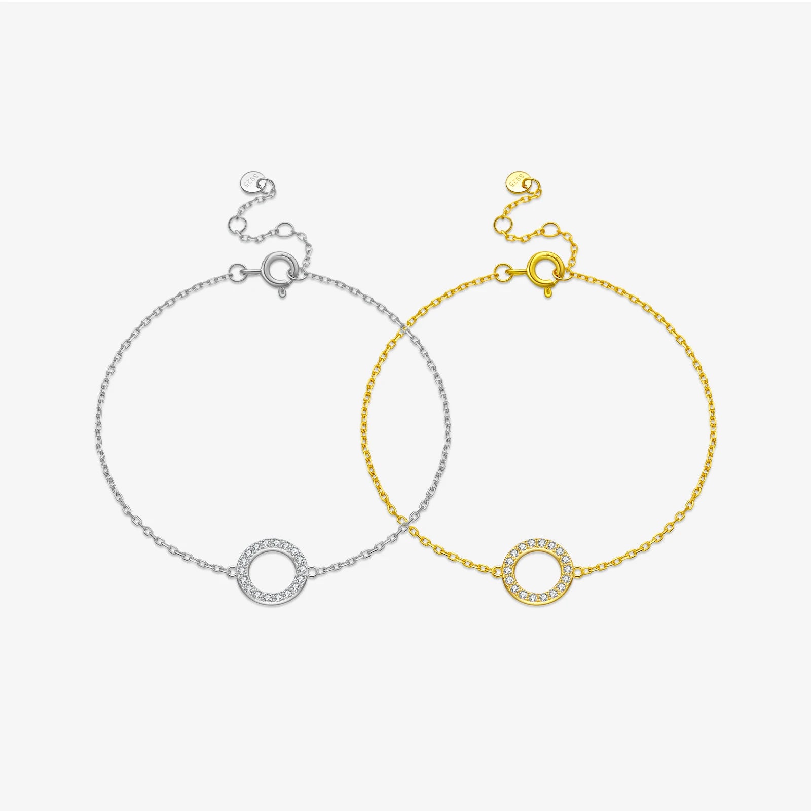FUAMAY Classic Zircon Charm Nice Bracelet 18K Gold Plated 925 Sterling Silver Trendy Gift for Women