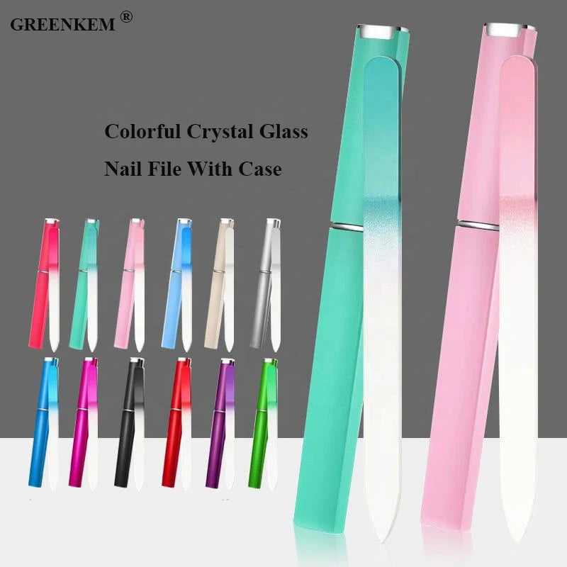 Colorful Crystal Glass Nail File With Case Nail Files Manicure Pedicure Grooming for Professional Finger Nail Files