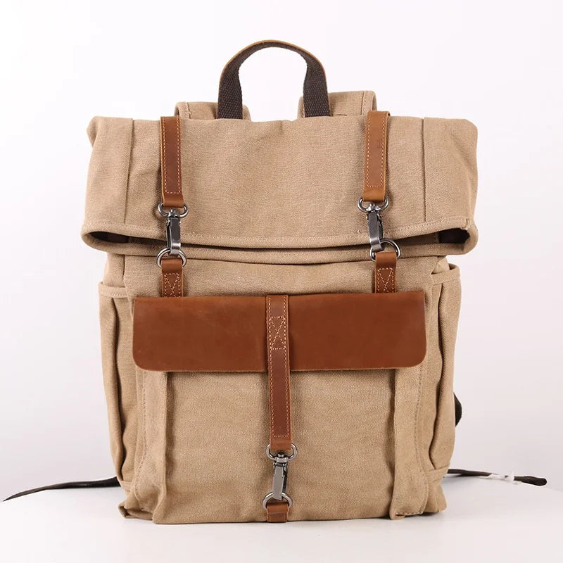 CHANGRONG Custom Unisex Vintage Outdoor Travel Waxed Canvas Large Capacity Durable Eco-friendly Backpack with Polyester Lining