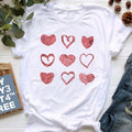 Red Heart Printed Women T-Shirts Fashion Streetwear Short Sleeve Tee Clothing Casual Soft Women Tops Valentine's Day T-shirt