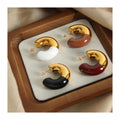 Wholesale Fashionable Luxury Waterproof 18k Gold Plated Stainless Steel C Shape Enamel Hollow Chunky Earrings for Women YF4007