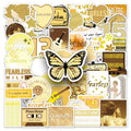 50 Pcs Golden Graffiti PVC Self Adhesive Stickers for Draw bar Box Guitar Water Bottle Cupboard Phone case and Books