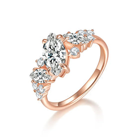 Fancy Cut Moissanite Manufacturer Jewelry Marquise 1Ct Moissanite Silver Plated Wedding Engagement Ring