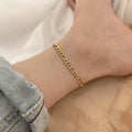 EManco 14K Gold Plated Stainless Steel Figaro Chain Anklet for Women Party Trendy Fashion Jewelry